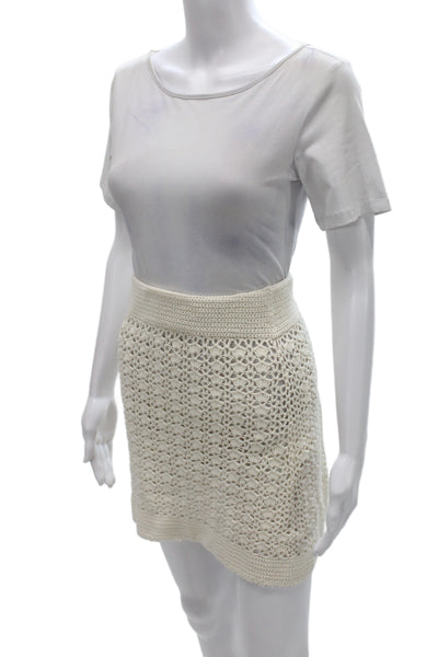 Leset Womens Ivory Boho Mini Skirt Cotton Size S