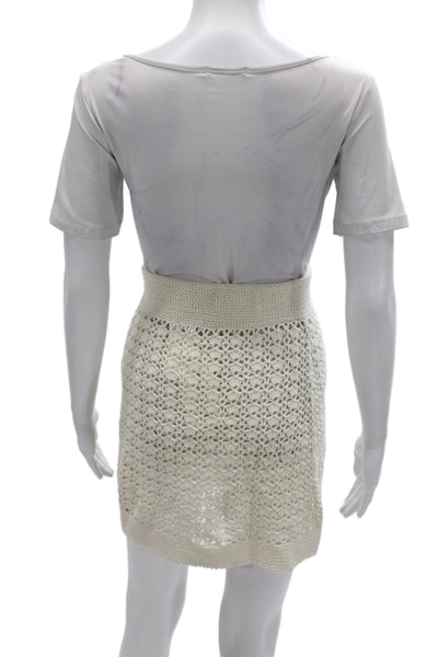 Leset Womens Ivory Boho Mini Skirt Cotton Size S