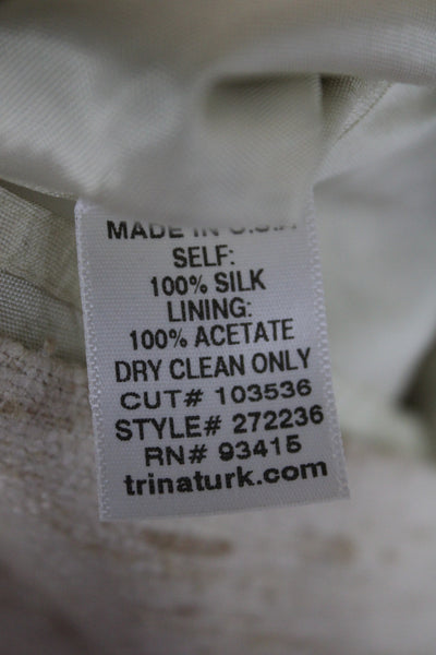 Trina Turk Womens Shift Dress Halter Sleeveless Beige Silk Short Size 2