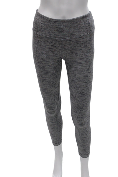 Lululemon Women Striped Gray Track Jacket Leggings Zip Mock Neck Size S