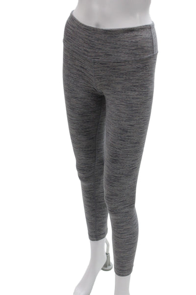 Lululemon Women Striped Gray Track Jacket Leggings Zip Mock Neck Size S