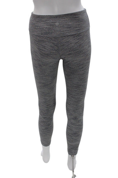 Lululemon Women Striped Gray Track Jacket Leggings Zip Mock Neck Size S