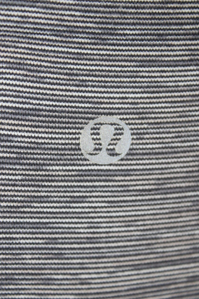 Lululemon Women Striped Gray Track Jacket Leggings Zip Mock Neck Size S