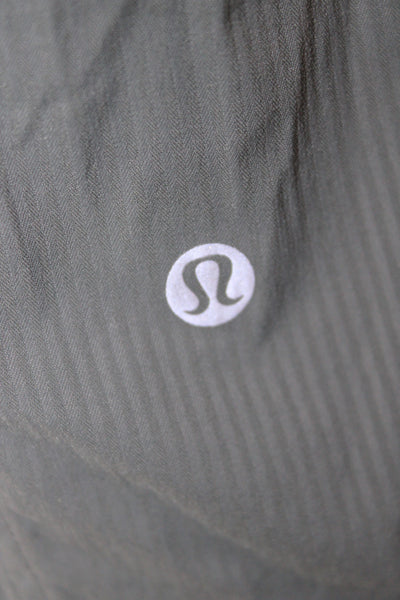 Lululemon Women Capri Pants Green Striped Drawstring Nylon Athleisure Size 2