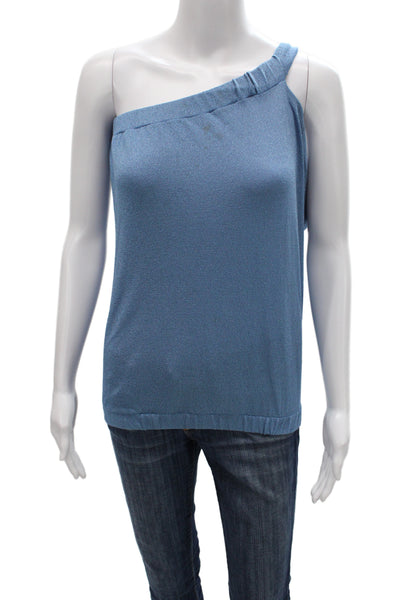 Alexis Womens Blue One Shoulder Sleeveless Basic Tank 100% Polyester Size XS