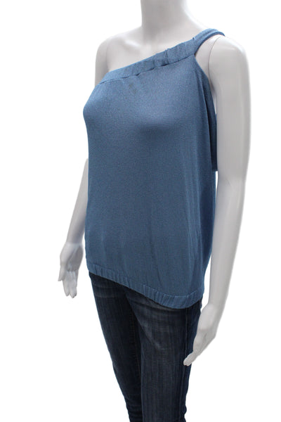 Alexis Womens Blue One Shoulder Sleeveless Basic Tank 100% Polyester Size XS
