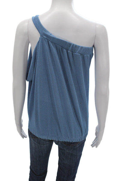 Alexis Womens Blue One Shoulder Sleeveless Basic Tank 100% Polyester Size XS
