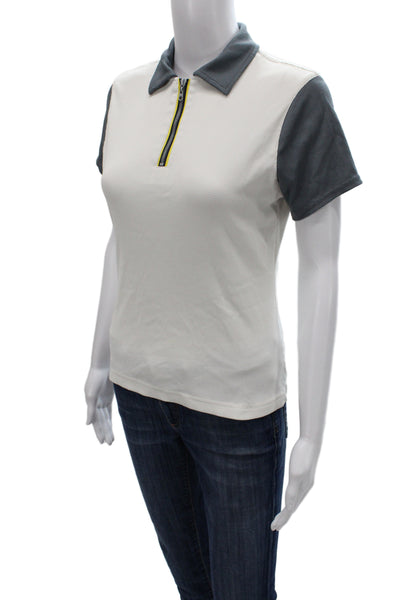 Tail Womens Pullover Polo Collared Colorblock White Tactel Sleeveless Size S