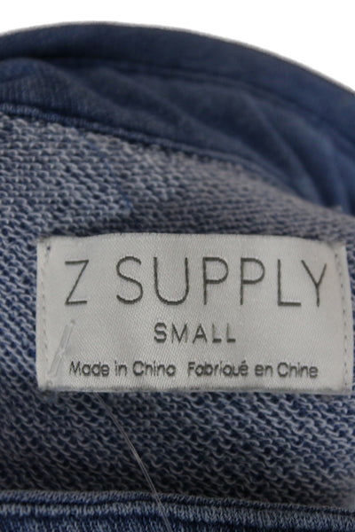 Z Supply Womens Basic Jacket Blue Collared Button Long Sleeve Cotton Size S