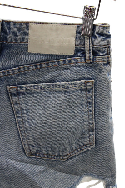 Grlfrnd Womens Cut-Off Cotton Shorts Blue Button Size 23