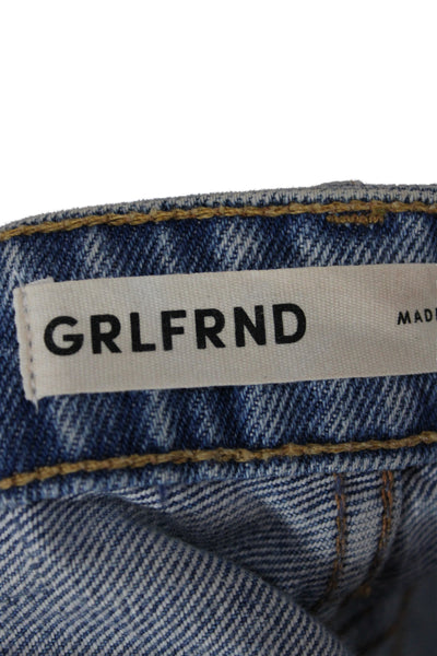 Grlfrnd Womens Cut-Off Cotton Shorts Blue Button Size 23