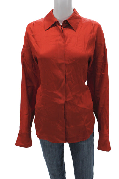 Lorena Antoniazzi Women Red Collared Long Sleeve Basic Blouse Size 42
