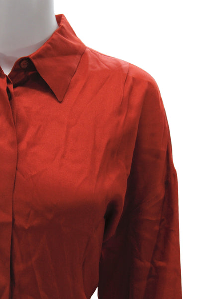 Lorena Antoniazzi Women Red Collared Long Sleeve Basic Blouse Size 42