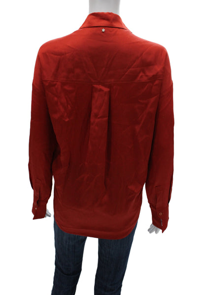 Lorena Antoniazzi Women Red Collared Long Sleeve Basic Blouse Size 42