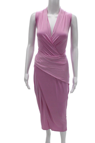 Rachel Rachel Roy Womens Wrap Dress Pink V-Neck Sleeveless Size L