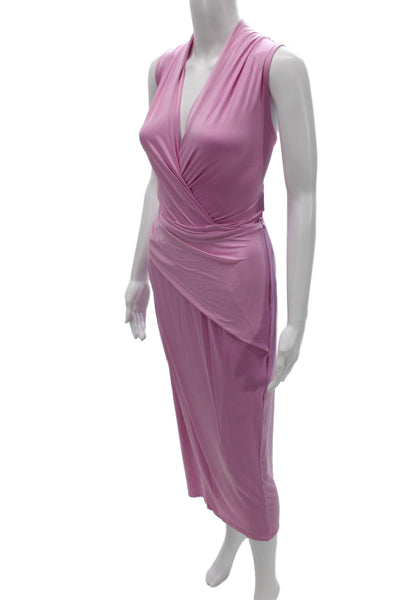 Rachel Rachel Roy Womens Wrap Dress Pink V-Neck Sleeveless Size L