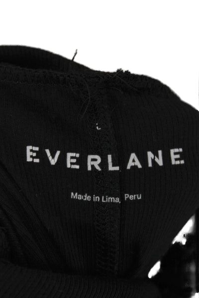 Everlane Women Black Pima Cotton Turtleneck Pullover Sweater Long Sleeve Size L
