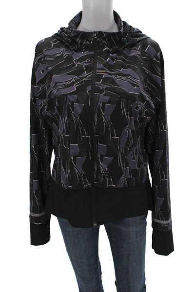 Sweaty Betty Womens Black Geometric Windbreaker Zip Size L