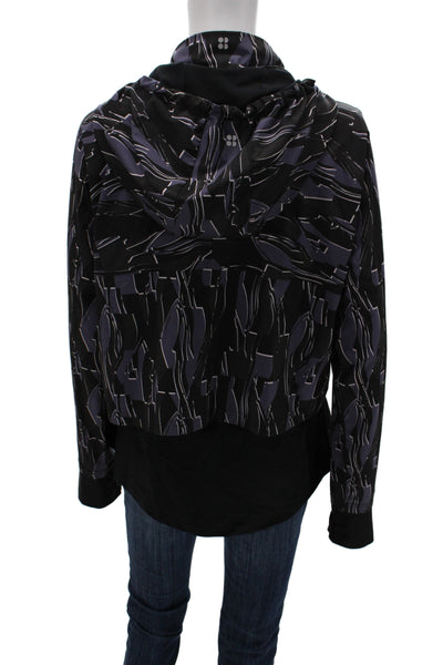 Sweaty Betty Womens Black Geometric Windbreaker Zip Size L