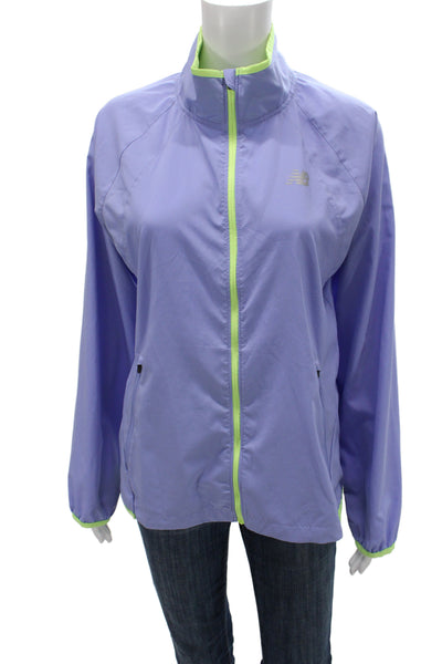 New Balance Womens Purple Windbreaker Jacket Zip Long Sleeve Size M