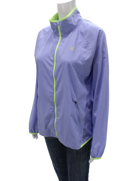 New Balance Womens Purple Windbreaker Jacket Zip Long Sleeve Size M