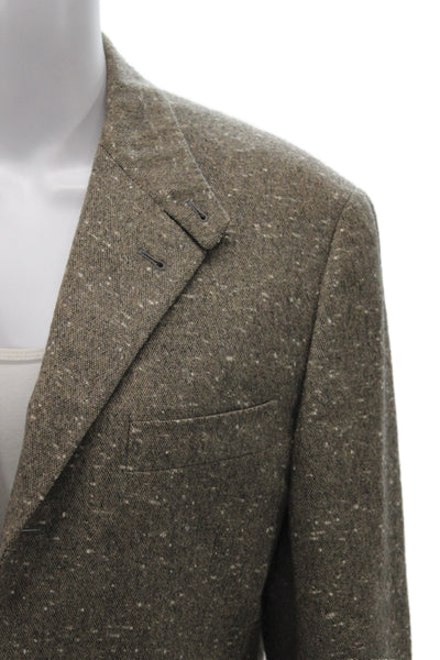 Hermes Women Tweed Button Down Blazer Brown Size 48