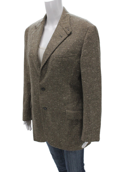 Hermes Women Tweed Button Down Blazer Brown Size 48