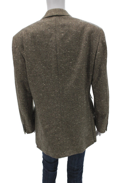 Hermes Women Tweed Button Down Blazer Brown Size 48