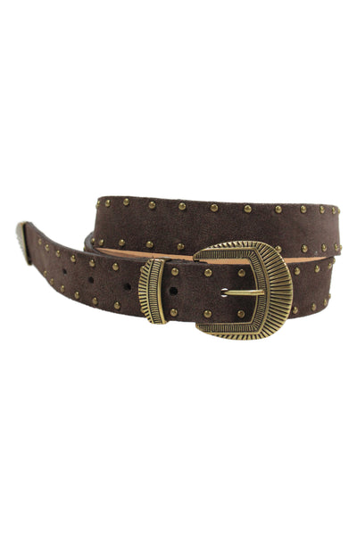 Persaman New York Womens Suede Studded Belt Brown Size 6