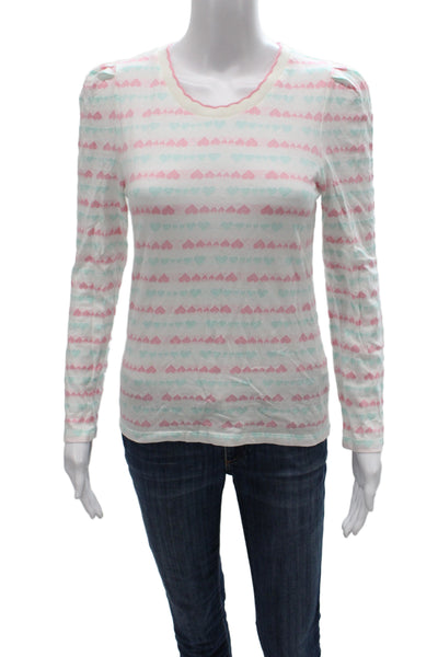 Love Shack Fancy Womens Multicolor Striped Hearts Jersey Tee Long Sleeve Size M