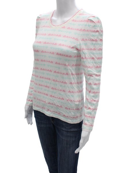 Love Shack Fancy Womens Multicolor Striped Hearts Jersey Tee Long Sleeve Size M