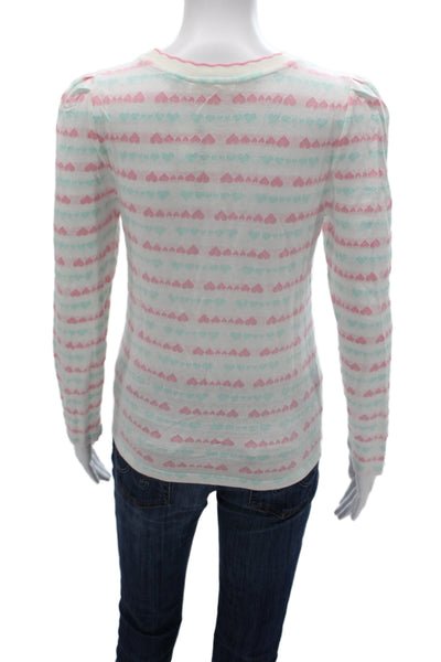 Love Shack Fancy Womens Multicolor Striped Hearts Jersey Tee Long Sleeve Size M