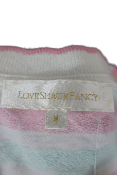 Love Shack Fancy Womens Multicolor Striped Hearts Jersey Tee Long Sleeve Size M