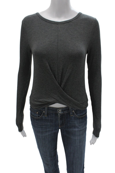 Alo Womens Athleisure Pullover Gray Modal Long Sleeve Top Size M