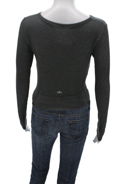 Alo Womens Athleisure Pullover Gray Modal Long Sleeve Top Size M