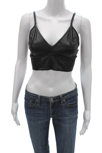 Commando Women Black V-Neck Camisole Sleeveless Biker 55% Polyurethane Size L