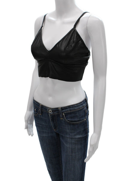 Commando Women Black V-Neck Camisole Sleeveless Biker 55% Polyurethane Size L
