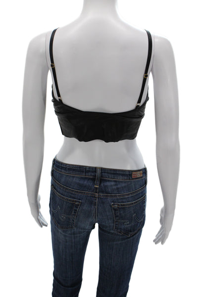 Commando Women Black V-Neck Camisole Sleeveless Biker 55% Polyurethane Size L