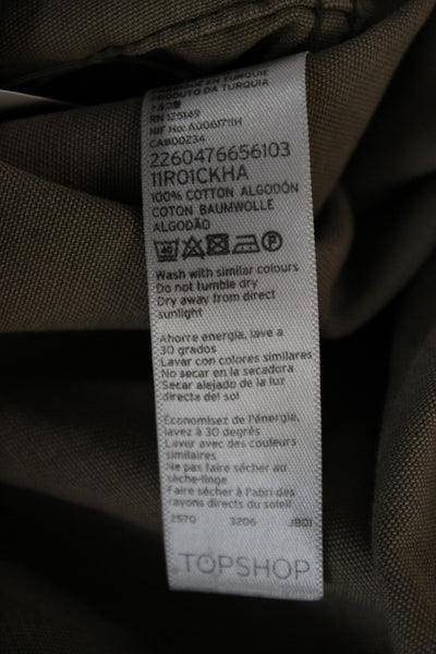 Topshop Womens Green Camouflage Military Jacket Cotton Zip Long Sleeve Size 6