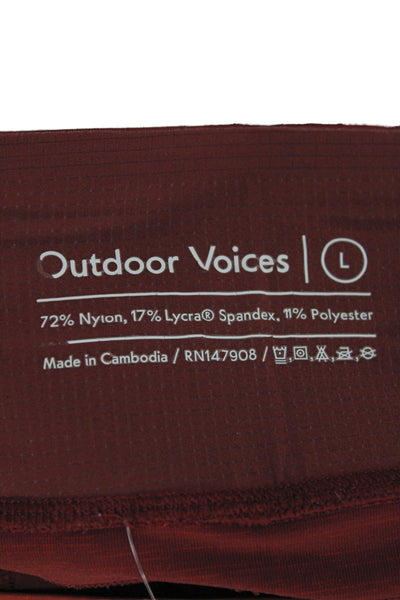Outdoor Voices Womens Red Colorblock Cropped Leggings Athleisure Size L