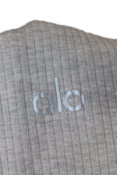 Alo Women Ankle Gray Striped Leggings Athleisure Size M