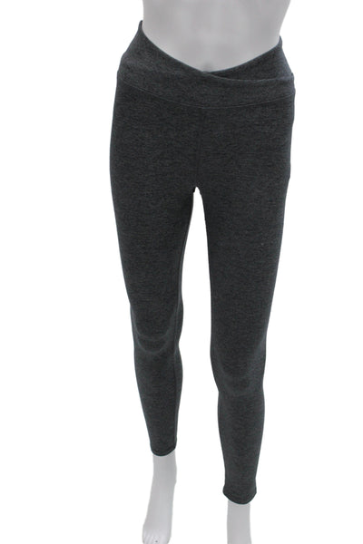 Carbon 38 Womens Ankle Leggings Gray Flecked Athleisure Pull On Size M