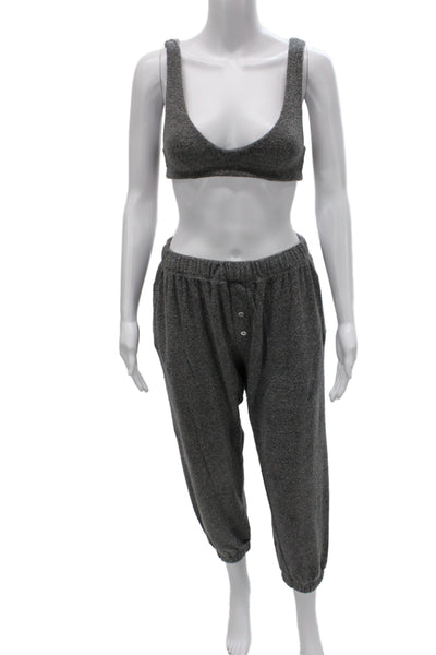 Donni Women Loungewear Outfit Set Gray Flecked Sleeveless Scoop Neck Size L