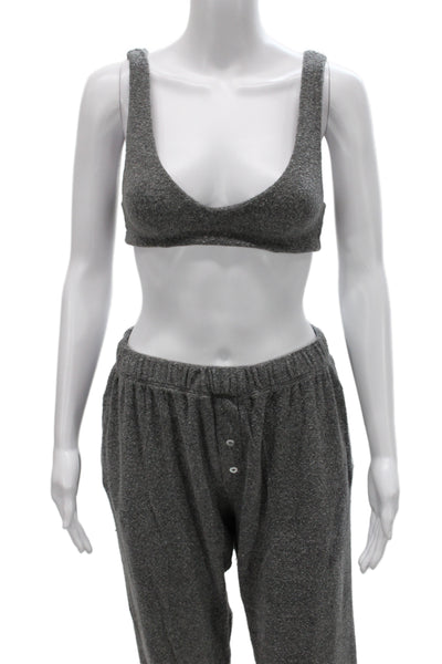 Donni Women Loungewear Outfit Set Gray Flecked Sleeveless Scoop Neck Size L