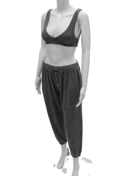 Donni Women Loungewear Outfit Set Gray Flecked Sleeveless Scoop Neck Size L