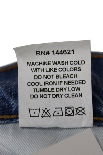 Levis Women Mini Skirt Blue Cotton Solid Button Size 29