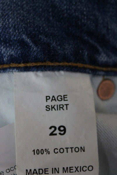 Levis Women Mini Skirt Blue Cotton Solid Button Size 29