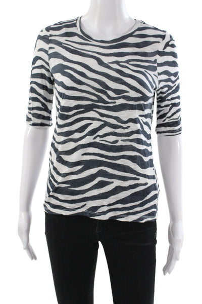 Goldie Womens Black Jersey Animal Print T-Shirt Crew Neck 3/4 Sleeve Size XS
