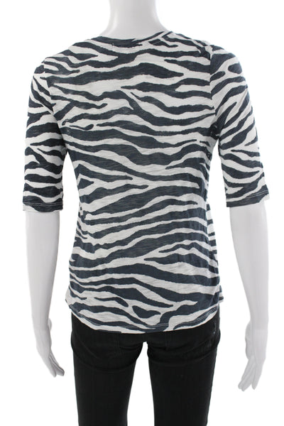 Goldie Womens Black Jersey Animal Print T-Shirt Crew Neck 3/4 Sleeve Size XS