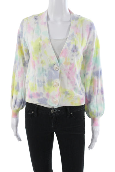 27 Miles Womens Tie Dye Multicolor V-Neck Cardigan Long Sleeve Cotton Size XS